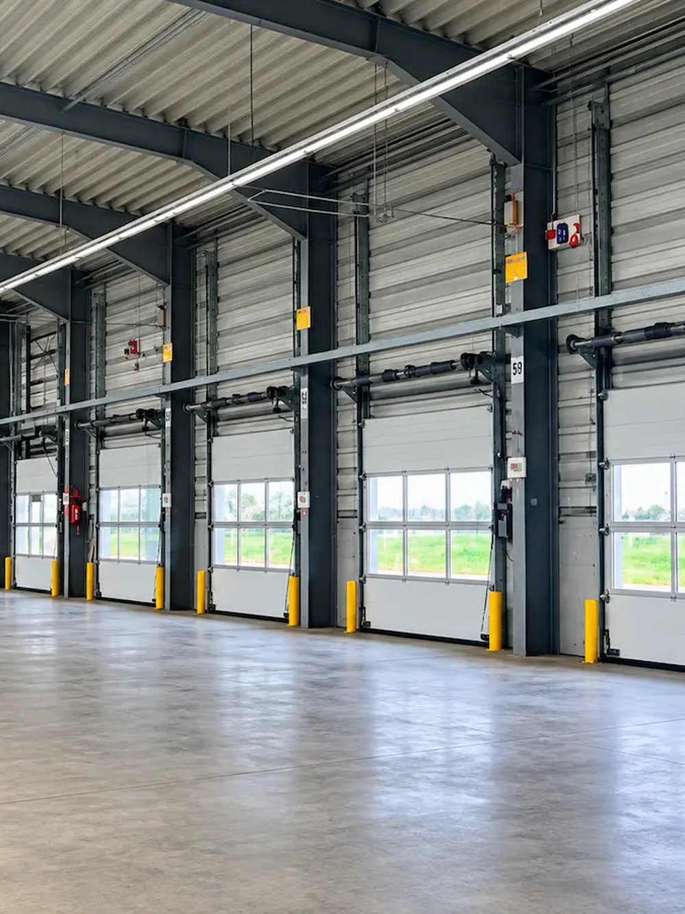 Umschlaghalle in Affing/Mühlhausen mit Torreihe und freier Fläche für Cross-Docking.